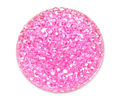 Pryskyřičný štrasový cabochon 25mm, polokulatý - barva růžová pink 1ks