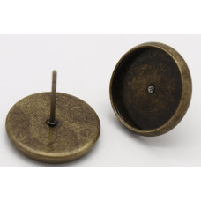 Puzeta s lůžkem 12mm na pryskyřici nebo cabochon - antik bronz, 1 pár