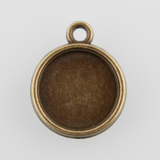 Přívěsek s kruhovým lůžkem 12mm - barva antik bronz 1kus