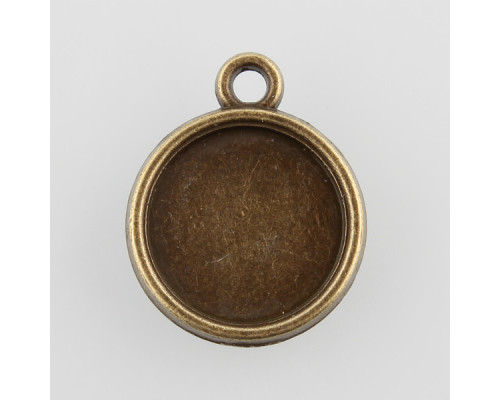 Přívěsek s kruhovým lůžkem 12mm - barva antik bronz 1kus