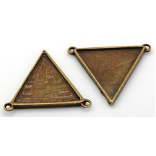 Propojovací díl s lůžkem 27mm na cabochon nebo pryskyřici trojúhelník - barva antik bronz 1 kus