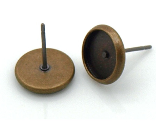 Puzeta s lůžkem 8mm na pryskyřici nebo cabochon - antik bronz, 1 pár