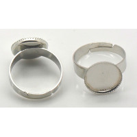 Základ na prsten s lůžkem 12mm, na cabochon nebo pryskyřici- platina 1ks