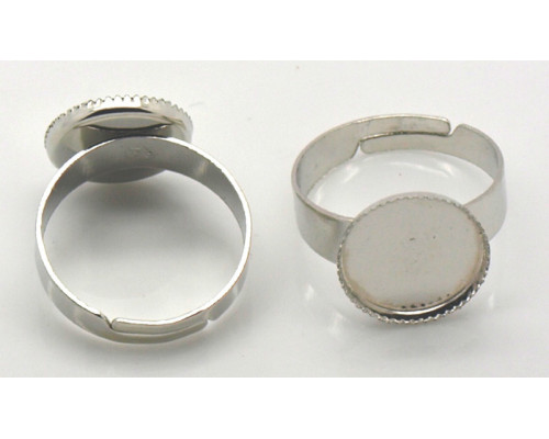 Základ na prsten s lůžkem 12mm, na cabochon nebo pryskyřici- platina 1ks
