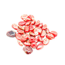Akrylové korálky mix - červený se zlatým zdobením 12,3g