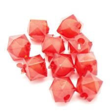 Dvojitý korálek - bead in bead, 30ks, červená
