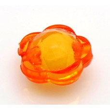 Dvojitý korálek - bead in bead kytička, 30ks, oranžová