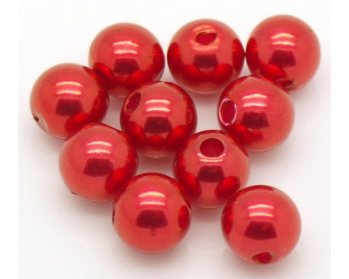 Akrylové korálky, kulaté,  12mm - barva červená 30 kusů