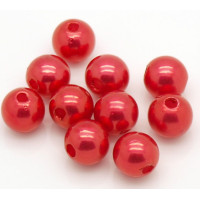 Akrylové korálky kulička 10mm - barva červená  30 kusů