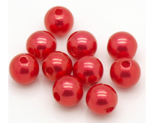 Akrylové korálky kulička 10mm - barva červená  30 kusů