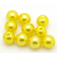Akrylové korálky, kulaté,  12mm - barva žlutá 30 kusů