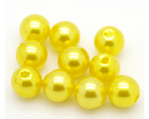 Akrylové korálky kulička 10mm - barva žlutá 30 kusů