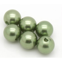 Akrylové korálky, kulaté, 12mm - barva olivově zelená 30 kusů