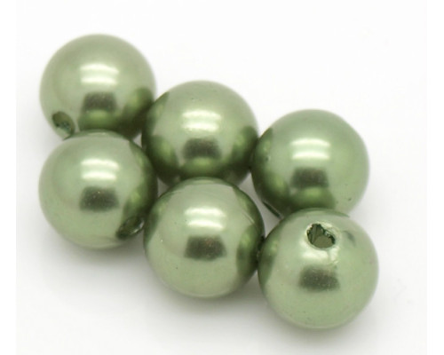 Akrylové korálky, kulaté, 12mm - barva olivově zelená 30 kusů