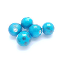 Akrylové korálky 12mm - barva  tyrkysově modrá spray 4 kusy