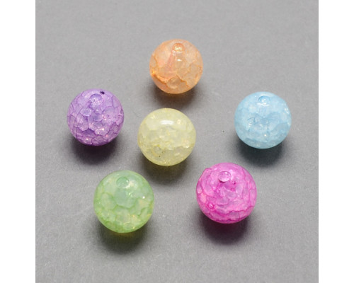 Akrylové korálky praskané, kulička 12mm - mix barev 10ks
