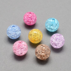 Akrylové korálky praskané, kulička 10mm - mix barev 10ks