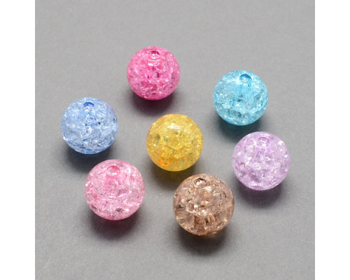 Akrylové korálky praskané, kulička 10mm - mix barev 10ks