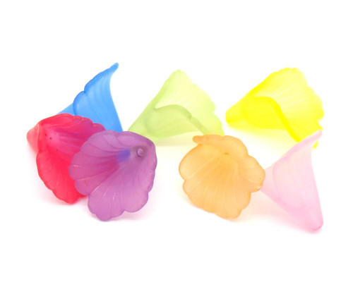 Akrylové korálky květina kalich 20mm - mix barev 10ks