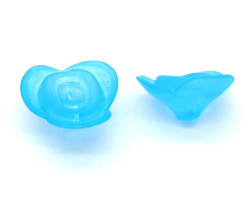 Akrylový knoflík květina 15mm - barva modrá 2 kusy