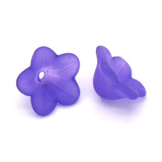 Akrylové korálky květina zvonek 13mm - barva fialová 10 kusů