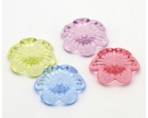 Akrylové korálky květina 24mm -  mix barev 6 kusů