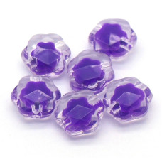 Dvojitý korálek - bead in bead kytička, 10ks, fialová/čirá