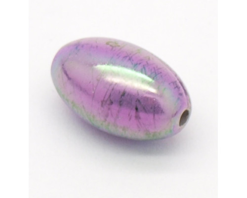 Akrylové korálky s UV barvou, oliva velká - fialová Mauve 1ks