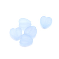 Transparentní acrylové srdce s frozen efektem - barva modrá 10 ks