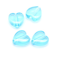 Transparentní acrylové srdce - barva modrá 10 ks