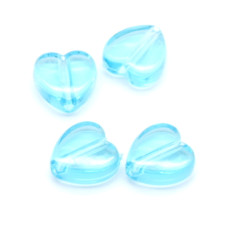 Transparentní acrylové srdce - barva modrá 10 ks