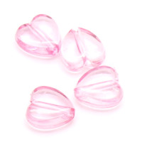 Transparentní acrylové srdce - barva růžová 10 ks