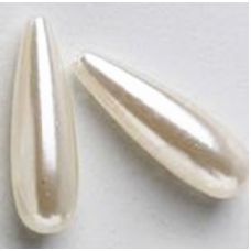 Akrylové korálky imitace voskových perel, kapka 30mm -  smetanově bílá 5ks