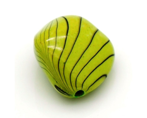 Akrylové korálky kamínek - zelená zebra 4ks