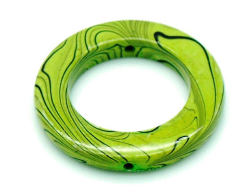 Akrylové korálky kruh - zelená zebra 1ks