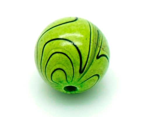 Akrylové korálky kulatý 14mm - zelená zebra 2ks