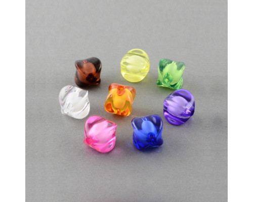 Akrylové korálky lampion 8x10mm, bead in bead - mix barev 10ks
