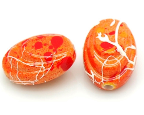 Akrylové korálky lastura - oranžová 4 ks