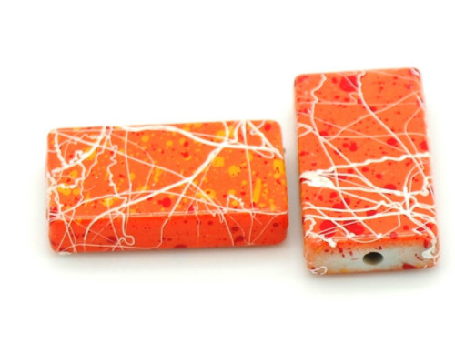 Akrylové korálky obdélník - oranžový 4 ks