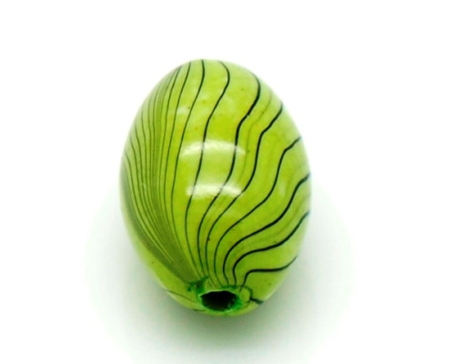 Akrylové korálky oliva - zelená zebra 4 ks
