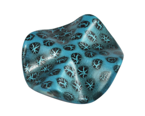 Akrylové korálky placka twist - tyrkysově modrý s praskaným vzorem 4ks