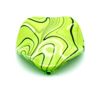 Akrylové korálky placka twist - zelená zebra 2ks