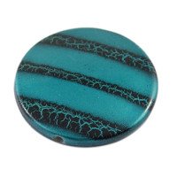 Akrylové korálky placka - tyrkysově modrý s praskaným vzorem 4ks