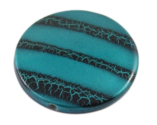 Akrylové korálky placka - tyrkysově modrý s praskaným vzorem 4ks