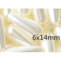Akrylové korálky imitace voskových perel, kapka 14mm  - smetanově bílá 10ks