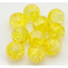 Praskané perly - 12mm, žlutá, 10ks