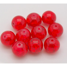 Praskané perly - 12mm, červená, 10ks