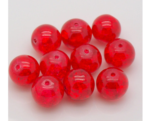 Praskané perly - 12mm, červená, 10ks
