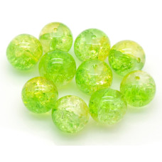 Praskané perly - 12mm, zelená/žlutá, 10ks