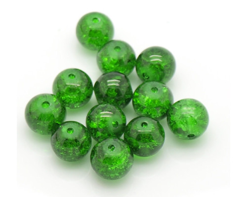 Praskané perly - 8mm, tmavě zelená, 10ks